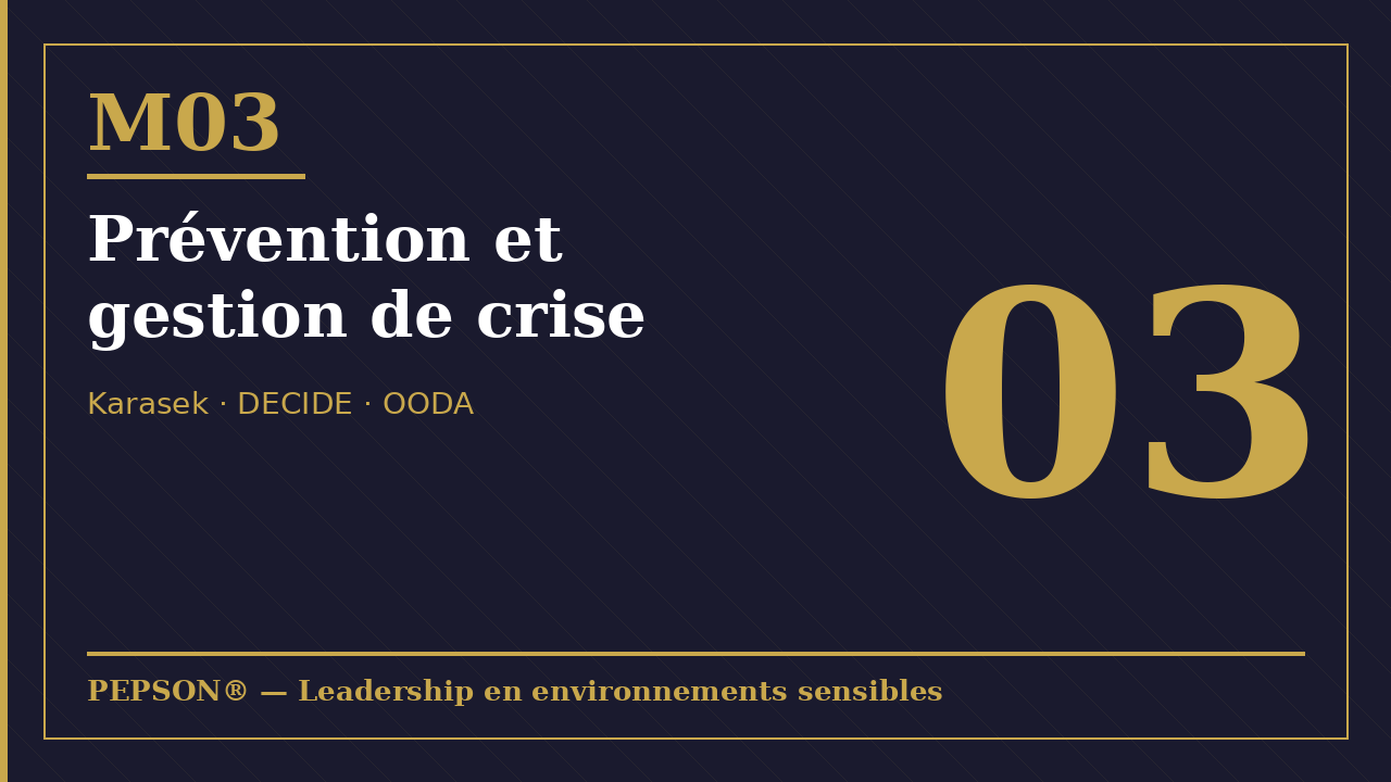 « Module 03 —Leadership 03 — Prévention et gestion de crise