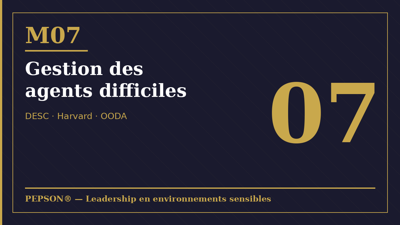 « Module 07 — Leadership 07 — Gestion des agents difficiles